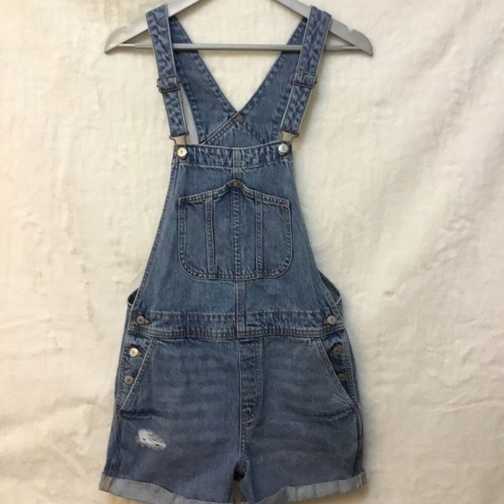 Old Navy Blue Distressed Denim Overalls Rompers